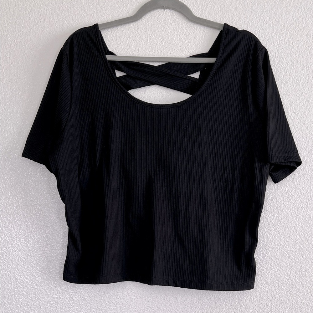 Black Crisscross Back Women's Top